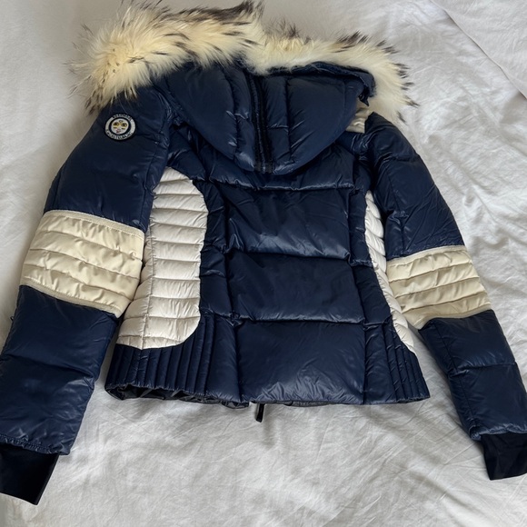 Rossignol Dark Blue and White Puffer Jacket with Fur Hood - Picture 10 of 12